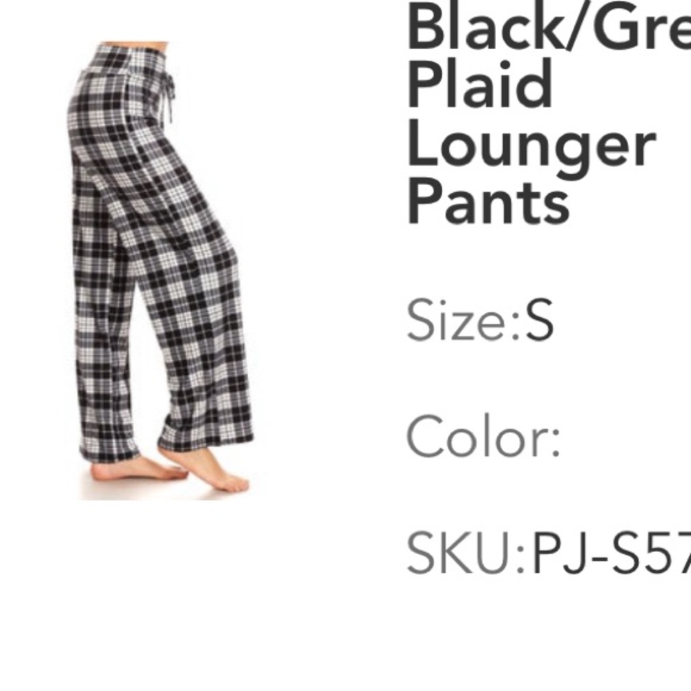 Black/gray plaid lounge pants